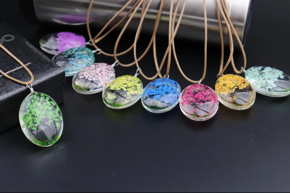 Kurutulmuş Gerçek Çiçek Kolye Hediye Kutusunda + BUGÜN KARGOO!!!! - 8