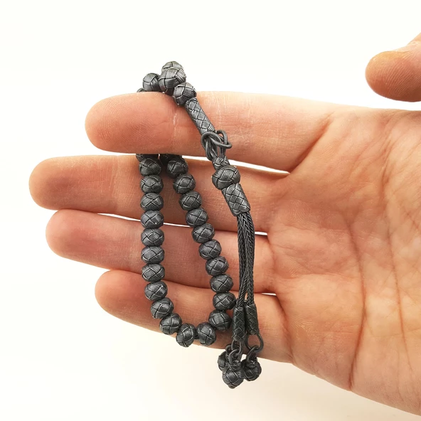 Trabzon Kazaz El Örmesi Ufak Boy Gümüş Tesbih Tespih Mat - Resim 2