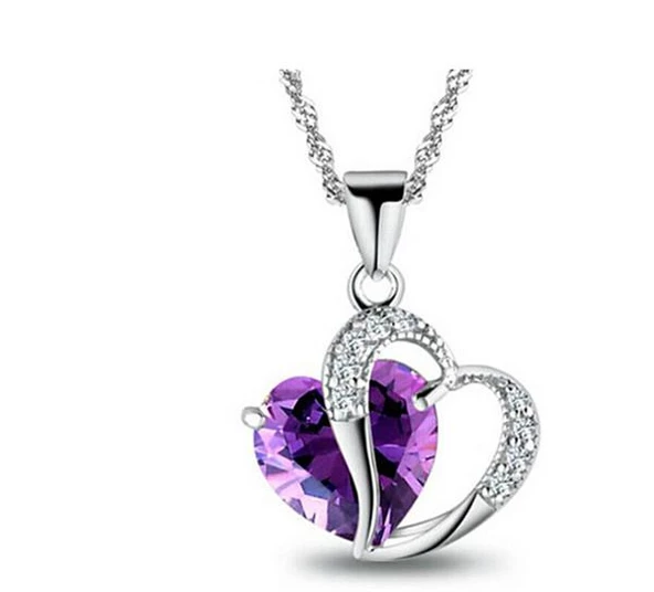 Üç Boyutlu  Kristal Taşlı Zarif Kalp Kolye - 6