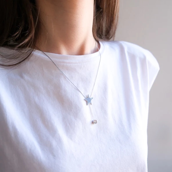 Çelik Kolye - Yıldız Kolye -Paslanmaz Çelik Kolye KLY-577 - 2