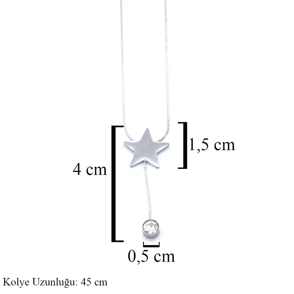 Çelik Kolye - Yıldız Kolye -Paslanmaz Çelik Kolye KLY-577 - 3