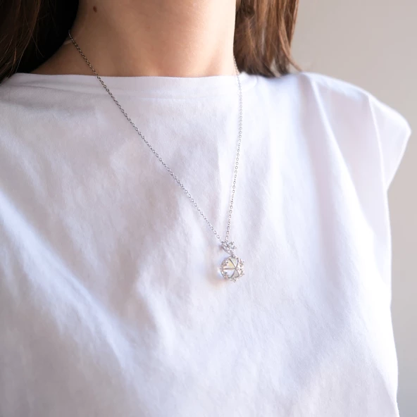 Çelik Kolye - Taşlı Kolye - Paslanmaz Çelik KLY-582 - Resim 2