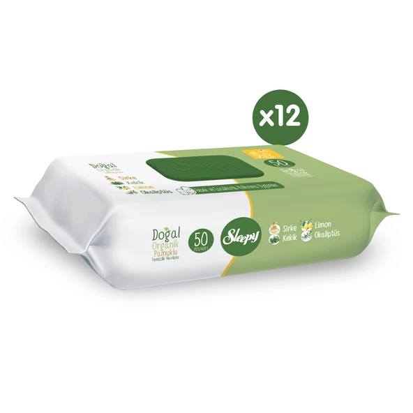 Sleepy Doğal Organik Pamuklu Temizlik Havlusu 12X50 - 2