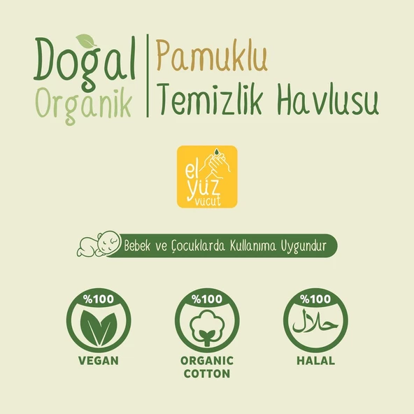 Sleepy Doğal Organik Pamuklu Temizlik Havlusu 12X50 - 4