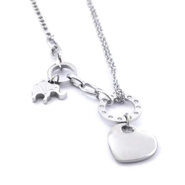 Çelik Kalp Kolye - Paslanmaz Çelik Kadın Kolye KLY-585 - Resim 4