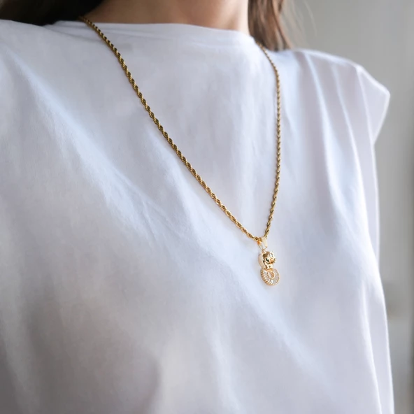 Çelik Kolye - Altın Kaplama Kadın Jaguar Kolye KLY-605 - Resim 2