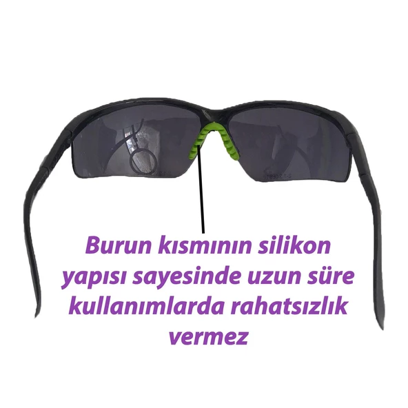 Bisiklet Güneş Gözlüğü Uv Korumalı Silikon Burunlu Ayarlanabilir Sap Koruyucu Bisikletçi Gözlük Füme - 4
