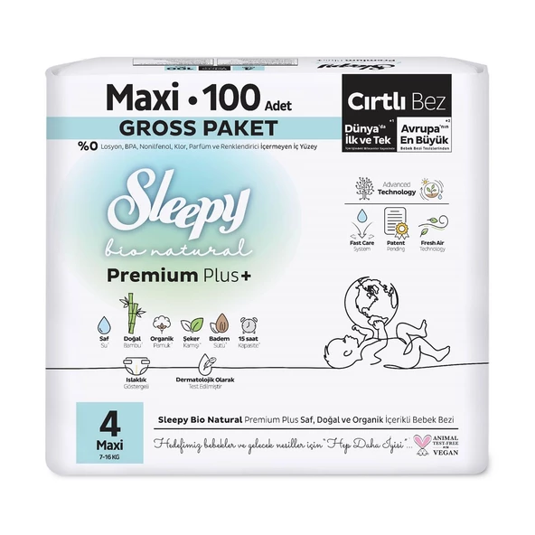 Sleepy Bio Natural Premium Plus Gross Paket Bebek Bezi 4 Numara Maxi 100 Adet - 2