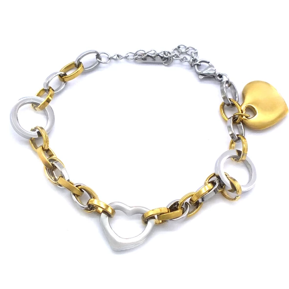 Çift Renkli Kalp Figür Zincir Model Kadın Bileklik BLK-1024 - Resim 2