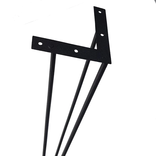 İzmir 3 lü Metal Firkete Ahşap ve Kütük Sehpa Ayağı 48 cm - 5