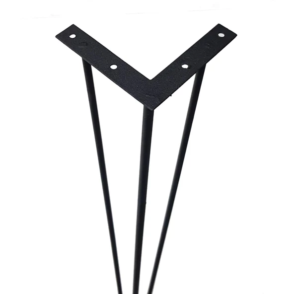 İzmir 3 lü Metal Firkete Ahşap ve Kütük Sehpa Ayağı 48 cm - 4