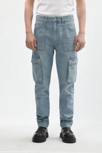 Erkek Kargo Cep Jean Pantolon - 2