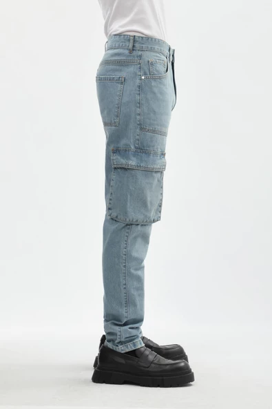 Erkek Kargo Cep Jean Pantolon - 4