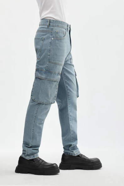 Erkek Kargo Cep Jean Pantolon - 3