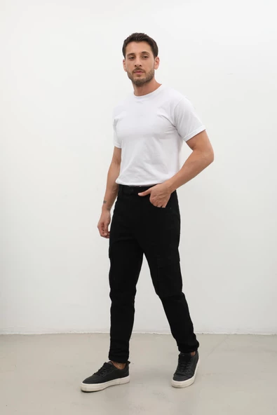 Erkek Kargo Cep Jean Pantolon - 8