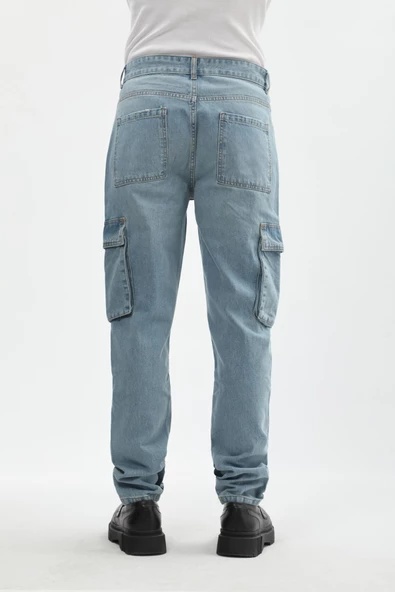 Erkek Kargo Cep Jean Pantolon - 5