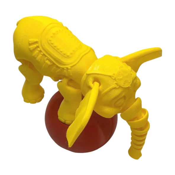 3D Hareketli Oyuncak Sirk Fili Denge Topu Dahil - Sarı - Resim 5