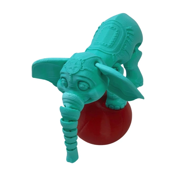 3D Hareketli Oyuncak Sirk Fili Denge Topu Dahil - Turkuaz - 7