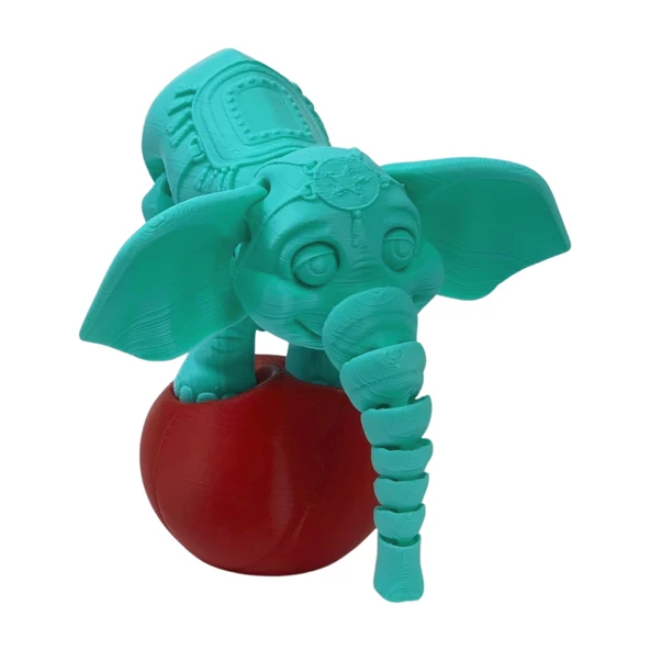 3D Hareketli Oyuncak Sirk Fili Denge Topu Dahil - Turkuaz - 5