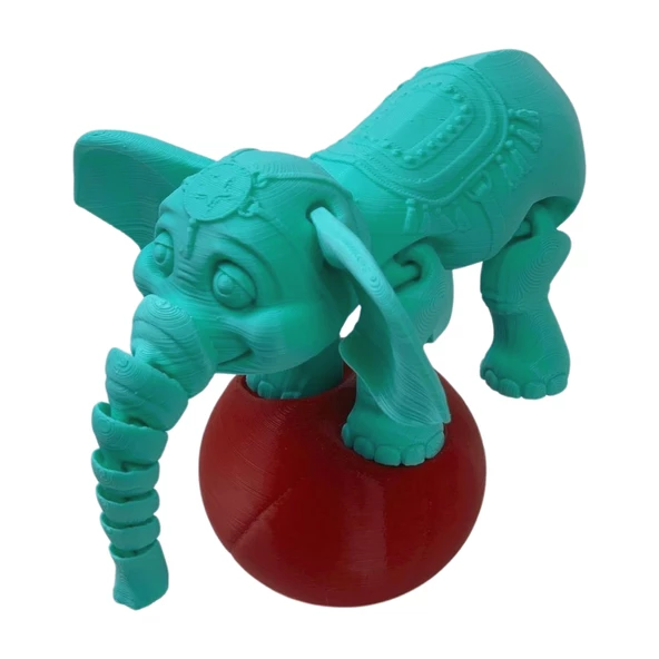 3D Hareketli Oyuncak Sirk Fili Denge Topu Dahil - Turkuaz - 4