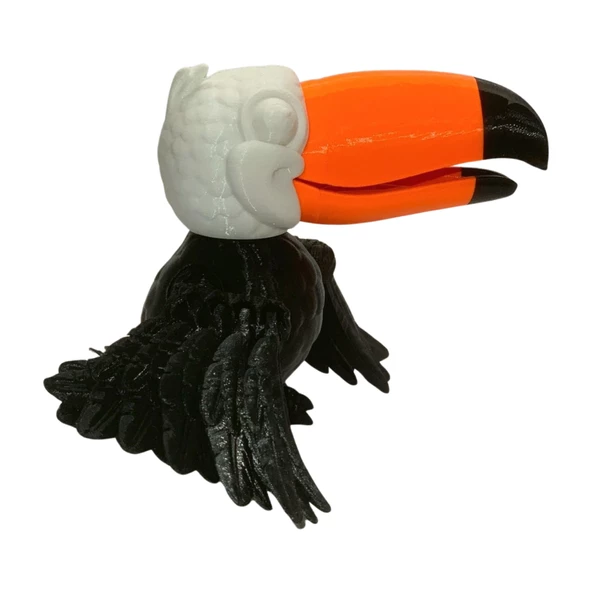 3D Hareketli Tukan Kuşu Figürlü Oyuncak - Siyah/Beyaz/Turuncu - Resim 6