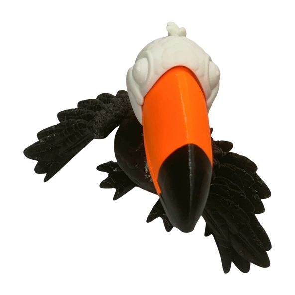 3D Hareketli Tukan Kuşu Figürlü Oyuncak - Siyah/Beyaz/Turuncu - Resim 5