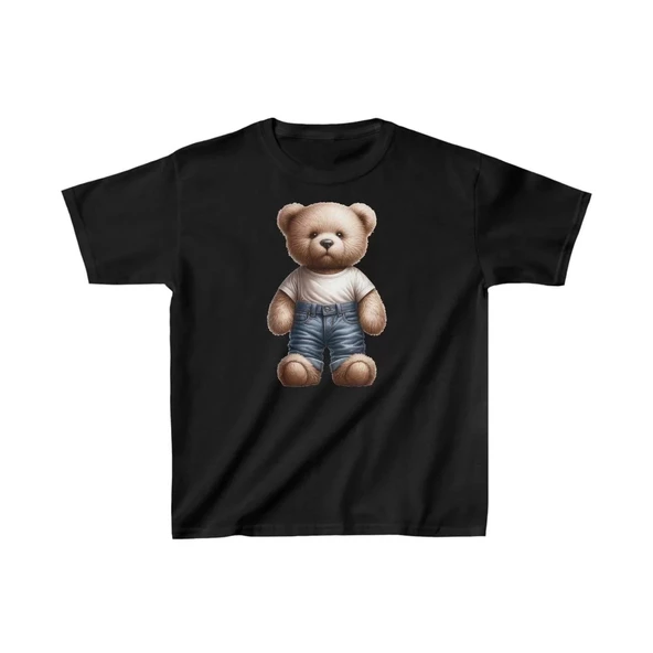 Unisex Çocuk Baskılı T-Shirt - Siyah