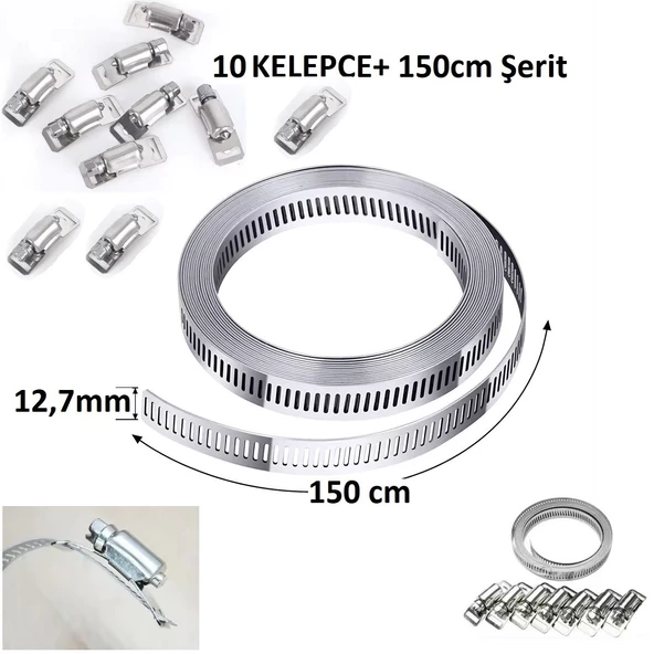 Yate10 Şerit Kelepçe (12,7mmx150cm Şerit 10 Adet Kelepçe) - 4