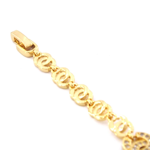 Altın Kaplama Taşlı Halkalı Kadın Bileklik BLK-1035 - 7