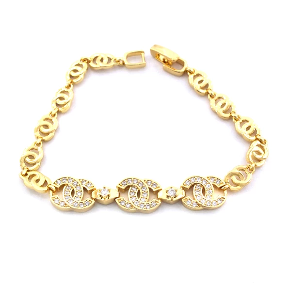 Altın Kaplama Taşlı Halkalı Kadın Bileklik BLK-1035 - 2