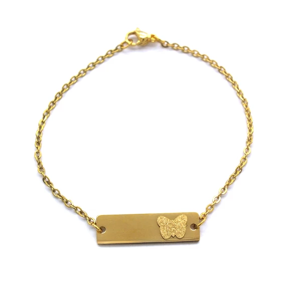 Altın Kaplama Kelebek Model Unisex Bileklik BLK-1016 - Resim 2