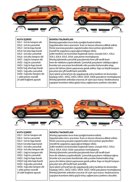 Dacia Duster 2018 ve Üzeri Kapı ve Çamurluk Koruma Premium Dodik Seti 12 Parça - 8