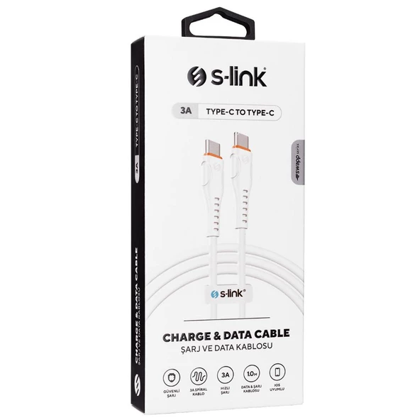 S-link SW-C130 1m 60W TypeC to TypeC Hızlı Data + Sarj Kablosu - 3