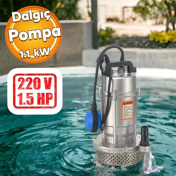 Alüminyum Gövdeli 1.5 Hp Dalgıç Tip Temiz Su Pompası Rainpump 1.1 Kw Monofaze Kuyu Drenaj Boşaltma