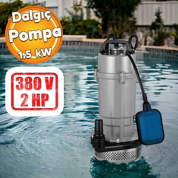 Alüminyum Gövdeli 2 Hp Dalgıç Tip Temiz Su Pompası Rainpump 1.5 Kw Trifaze Kuyu Drenaj Boşaltma