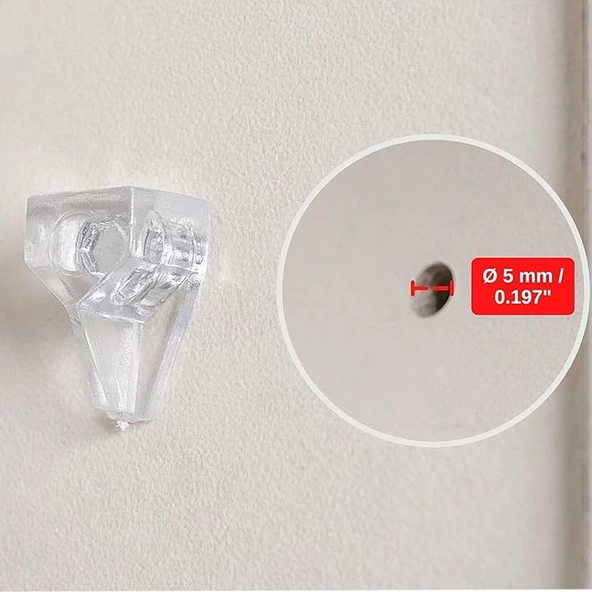 Kristal Raf Pimi Şeffaf Cam Ahşap Metal Raf Tutucu Çivisi Mobilya Dolap Pimi (100 Adet) - 5