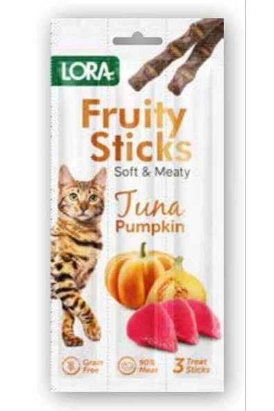 Lora Fruity Sticks Kedi Ödül Çubuğu (Ton Balıklı & Balkabaklı) (3Çubuk x 5Gr) x2Paket