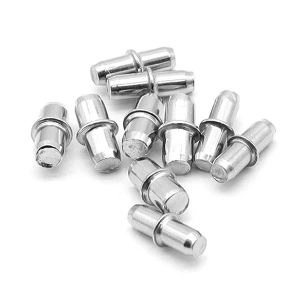 Metal Halkalı Raf Pimi Cam Ahşap Metal Raf Tutucu Çivisi Mobilya Dolap Pimi (100 Adet) - 5
