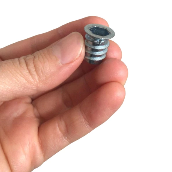 Metal Düz Dişli Dübel Ahşap Dübeli M8 10x15 Diş Çinko Mobilya Bağlantı Ünite Birleştirme (25 ADET) - 4