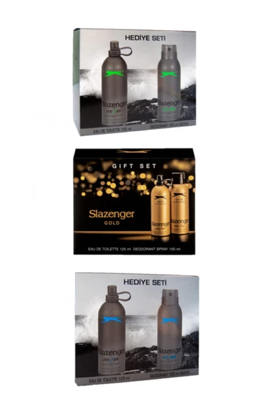 Slazenger  Erkek Karma Set 3 Lü Gold + Mavi + Yeşil Deodorant-Parfüm -  SLAZENGERKARMASET