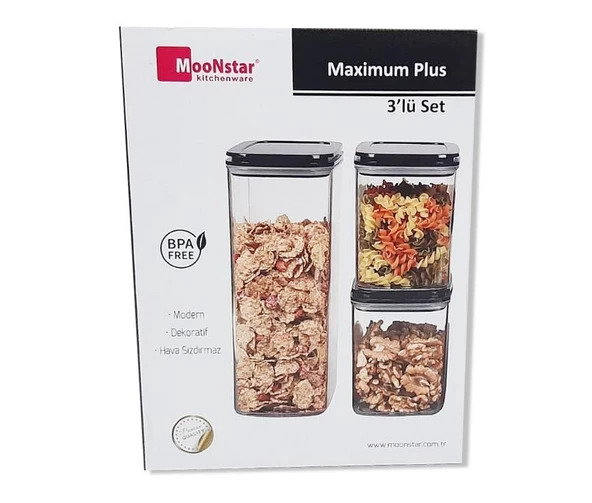 Moonstar maximum plus üçlü saklama kabı hava sızdırmaz-MAXP-SET-2 - 5