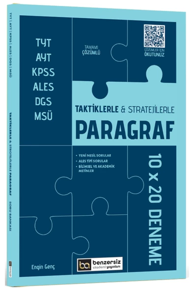 TYT AYT KPSS ALES DGS MSÜ Taktiklerle ve Stratejilerle Paragraf 10 x 20 Deneme Benzersiz Akademi Yayınları