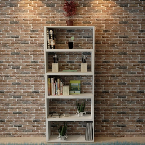 Moonlife Office Dekoratif Kitaplık Beyaz - 10