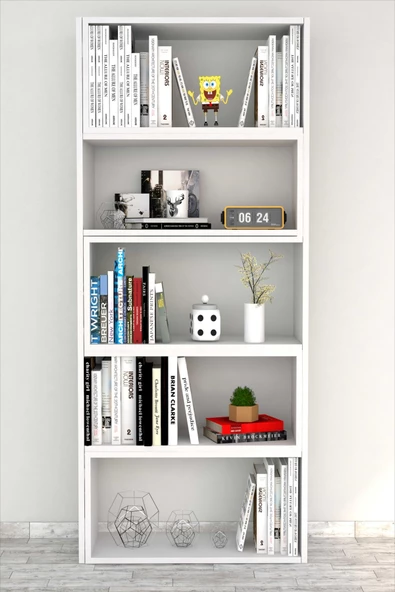 Moonlife Office Dekoratif Kitaplık Beyaz - 4