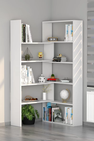 Moonlife Office Dekoratif Kitaplık Beyaz - 2