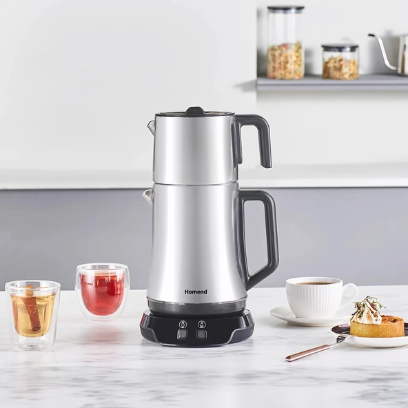 Homend Royaltea Elegant 1776H Parlak Inox Çay Makinesi