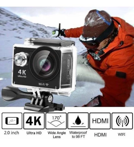 Aksiyon Kamerası 4K Video Kamera Kamera Dijital Wifi Aksiyon Kamerası Kafa Montajı - Resim 3