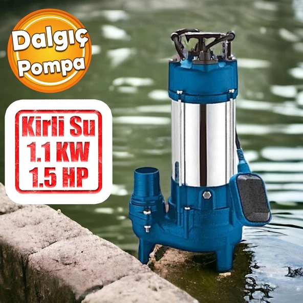 Kirli Su Pompası 1.1 kW Alüminyum Gövdeli Dalgıç Tip Rainpump 1.5 HP Monofaze Atık Su Logar Lağım