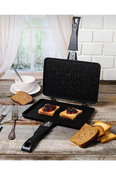 OMS 3733 Döküm Ocak Üstü Tost Makinesi 25x19cm - 4