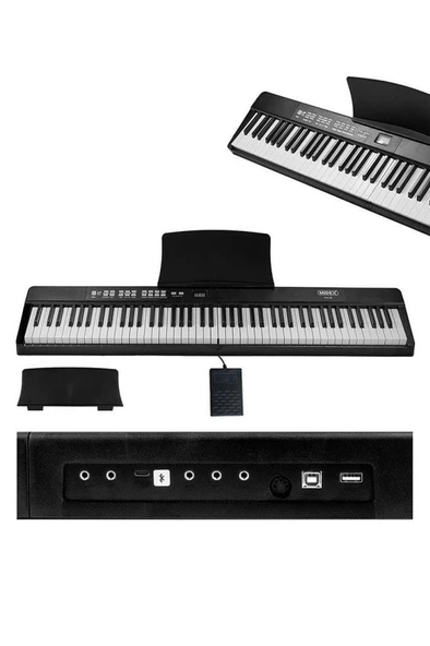 Midex PLX-80BK Taşınabilir Katlanır Dijital Piyano Tuş Hassasiyetli 88 Tuş BT (Sustain Çanta Metod) - 2